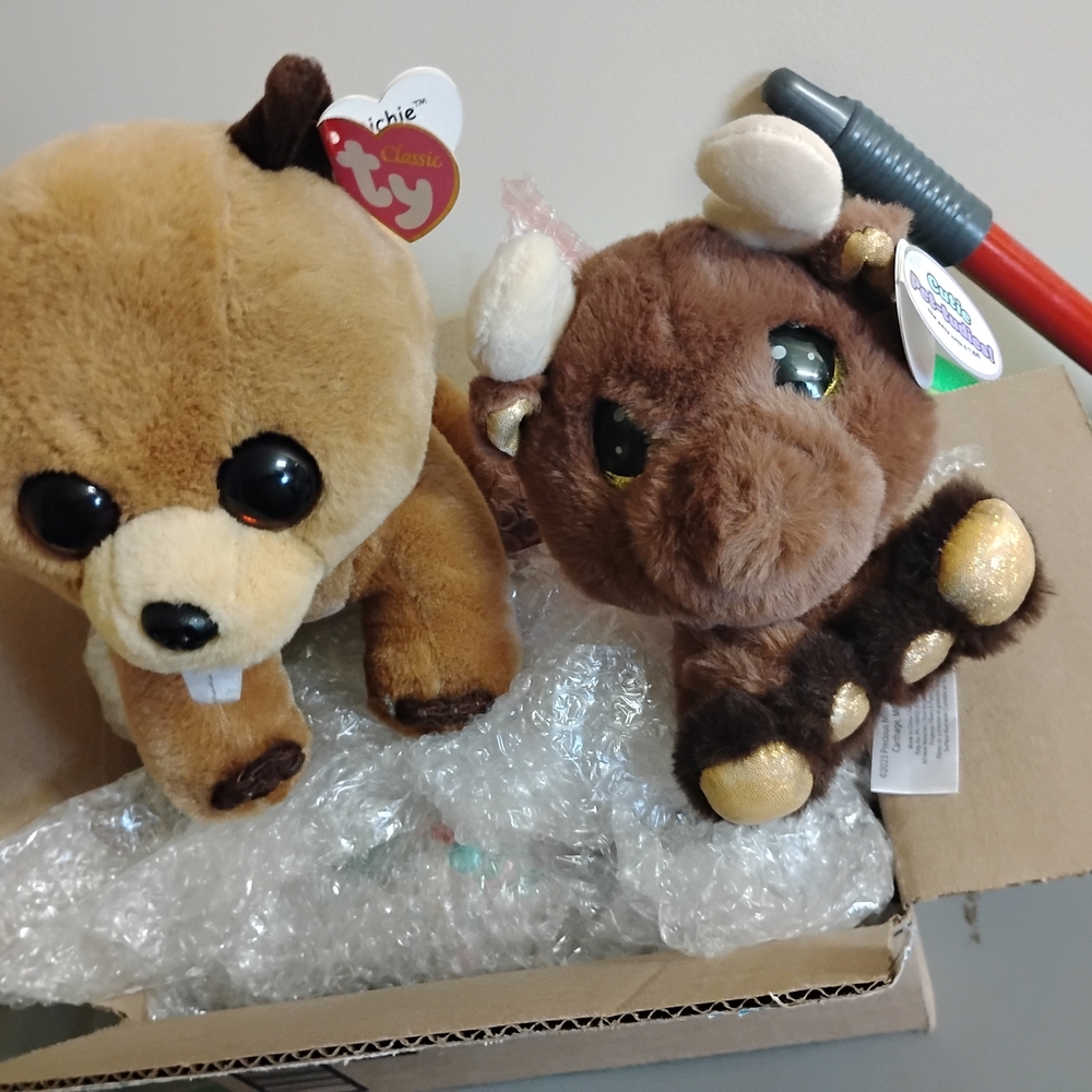 Ty Brown and Tan Stuffed Animals Plush Set